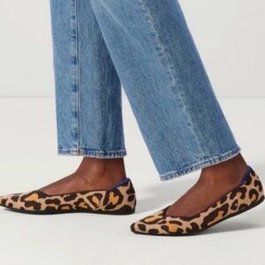 Rothy's Leopard Print Flats with Blue Accents